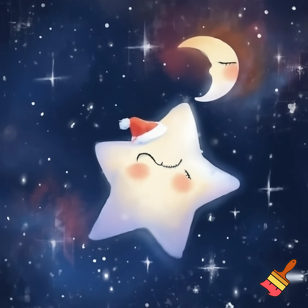 Star and the moon christmas cartoon