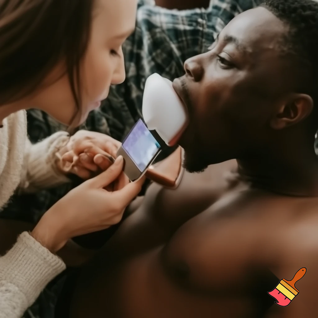 Buatkan gambar wanita menghisap penis pria hitam 