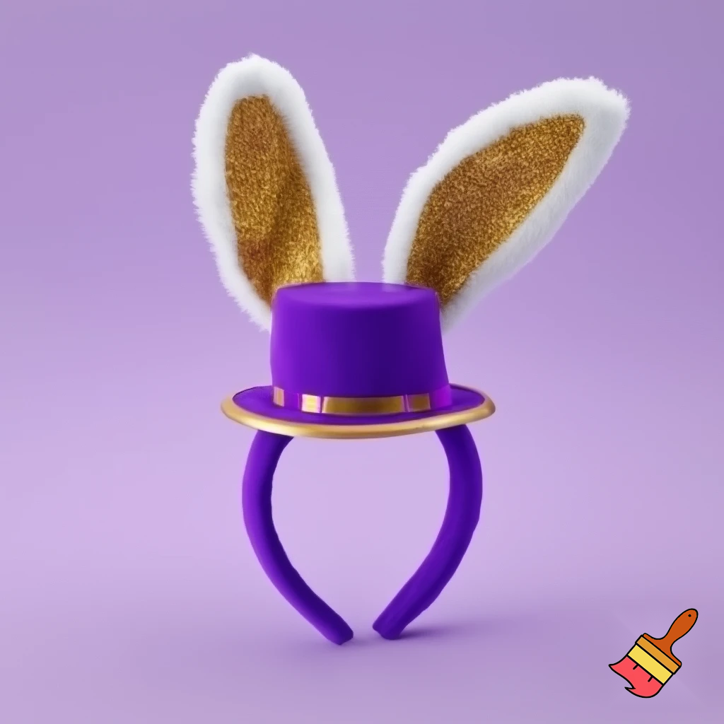  Purple and white Easter bunny headband top hat headband with gold