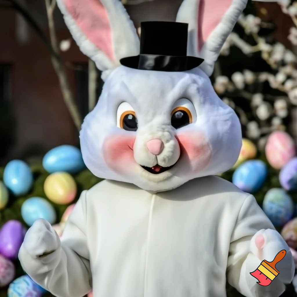 Easter bunny mascot costume top hat
