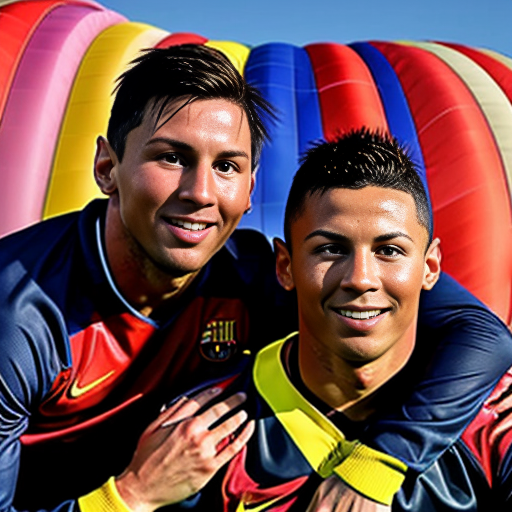 messi with ronaldo in hot air balloon together