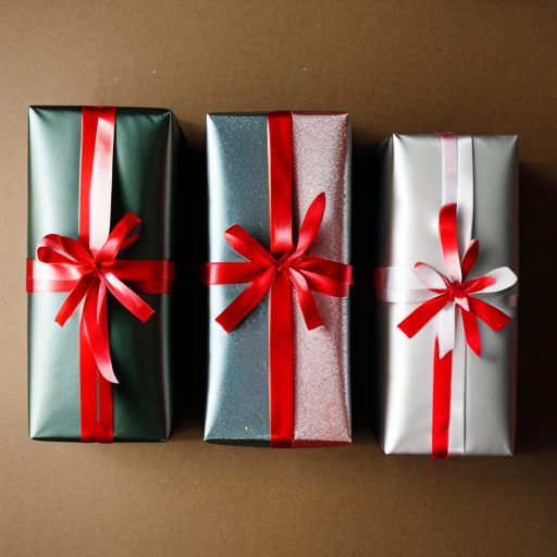 3 identical wrapped gifts
