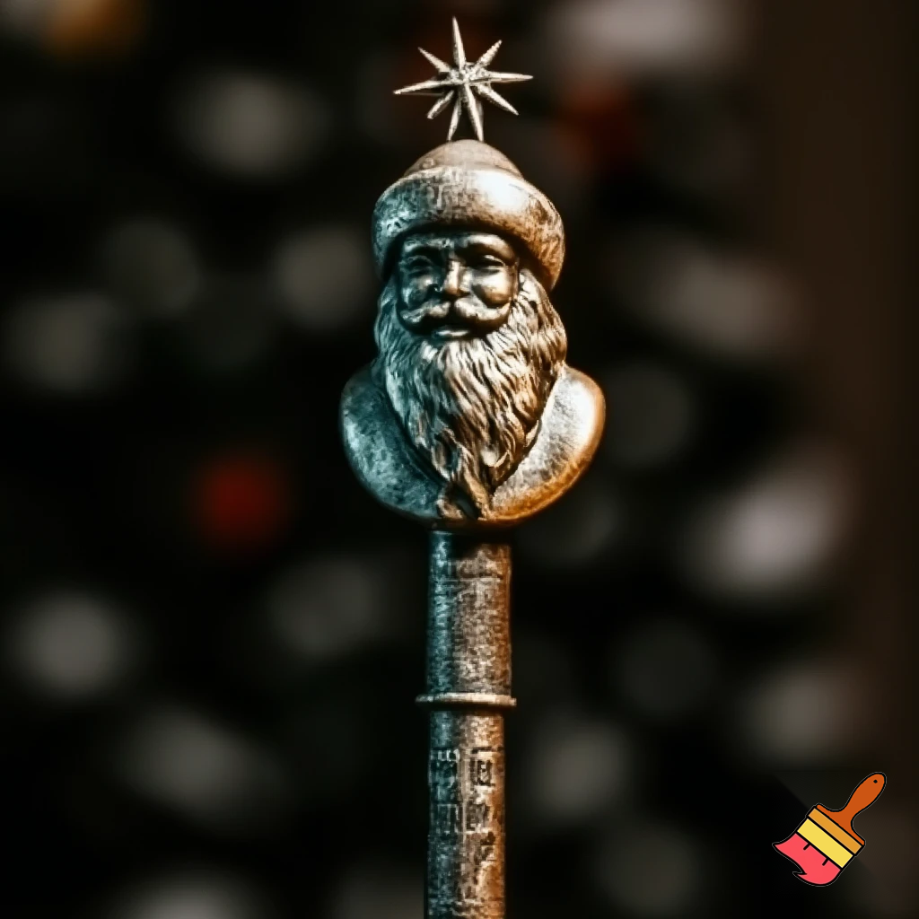 Russian Santa Claus walking stick with a star Santa Claus the real Santa Claus metal