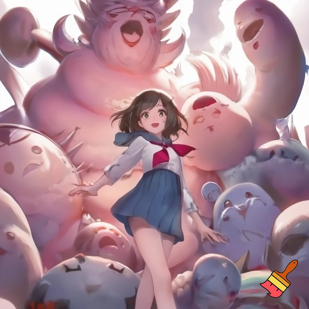 Anime schoolgirl with huge tiddies.