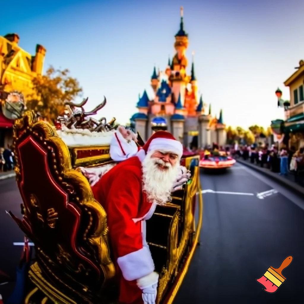 Santa Claus, France parade Paris Disneyland Santa sleigh castle Paris Santa Claus