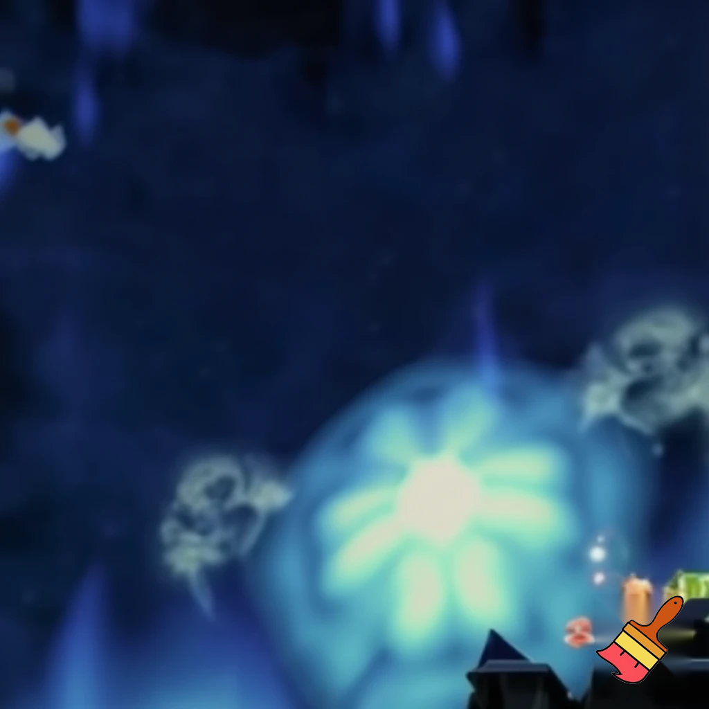 La imagen muestra una escena en estilo videojuego con estética fantástica y suave, inspirada en el universo de Sky: Niños de la Luz. Presenta el característico arte cel-shading del juego, con tonos etéreos y luminosos propios de sus mundos de aventura y exploración espiritual. 

En el centro aparecen dos figuras humanas de aspecto juvenil, envueltas en capas amplias y brillantes de tonos cálidos (naranjas, púrpuras y dorados), que contrastan con el fondo oscuro. Uno tiene el rostros parcialmente cubiertos por una bufanda típica de los Niños de la Luz llevando un sombrero de mago, mientras que el otro luce un peinado despeinado y una banda en la cabeza, reforzando una estética aventurera y mágica.

Detrás de ellos se alza una figura grande y luminosa, con un cuerpo azulado y detalles geométricos blancos, que transmite una sensación de calma y poder espiritual, muy en sintonía con las criaturas y guías del mundo de Sky. 

En conjunto, la imagen transmite amistad, diversión y asombro, con una atmósfera de fantasía suave y luminosa, plenamente reconocible como parte de la estética encantadora y emocional de Sky: Niños de la Luz.