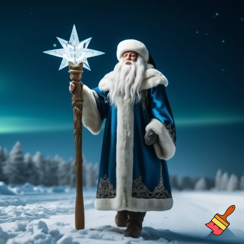 Russian Santa Claus magic one staff walking stick with a star real Santa Claus, Santa Claus the real person