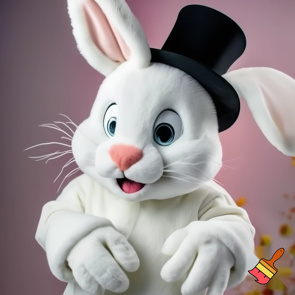 Easter bunny mascot top hat costume with a