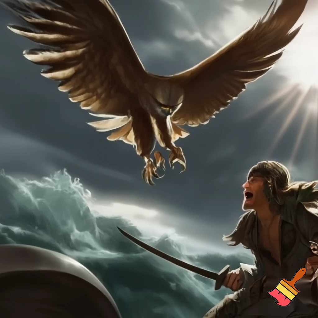 Hawk attacking a pirate 