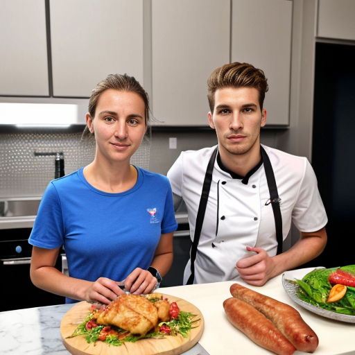 Goretzka and Vanessa at the kitchen 