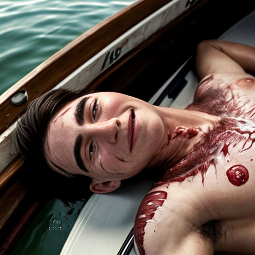 a man dead beside a boat 
