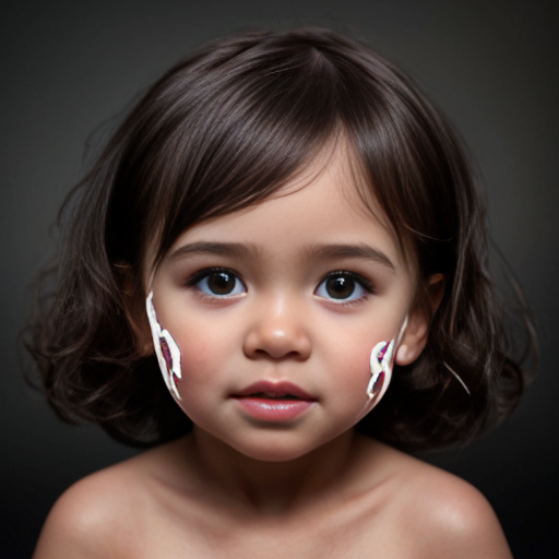 create a 1-year-old girl mixed skin-color with brown curly hair