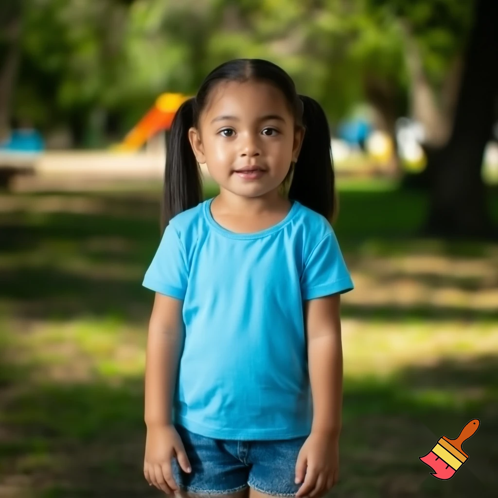 Make a photo of a small girl who is 3 foot 4 and is 11