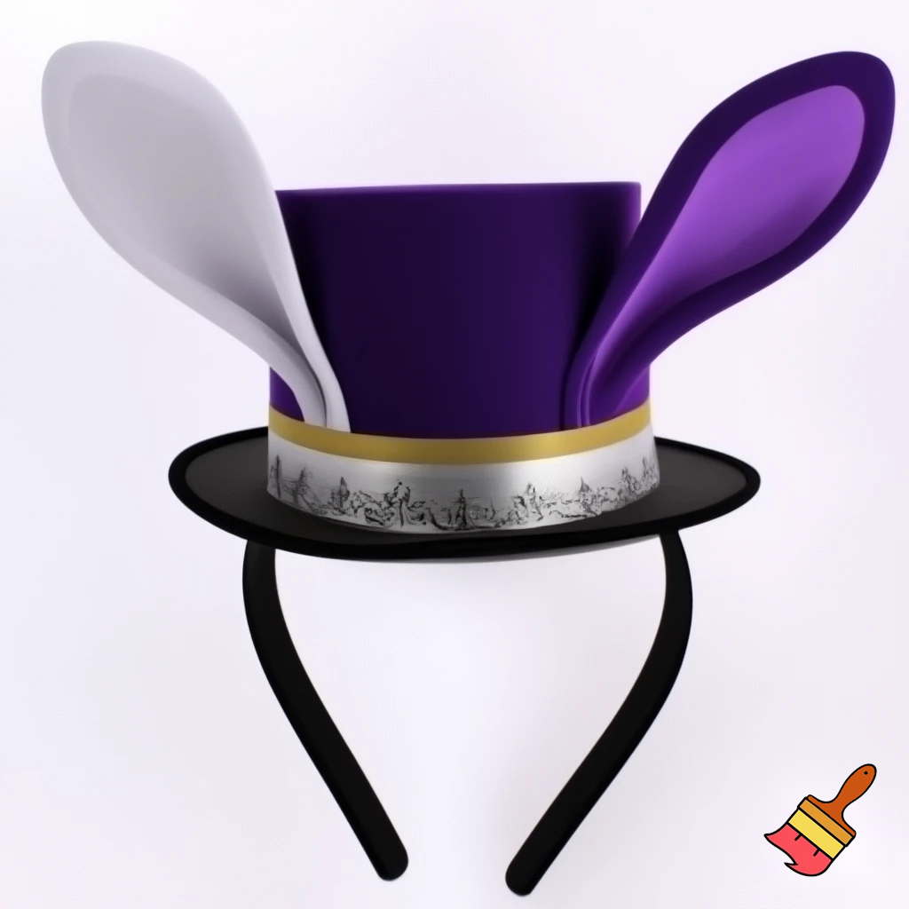 Easter bunny top hat headband, purple and white gold and silver top hat black purple dark purple special hat in delicate purple white, purple and white gold golden silver patterns Easter top hat