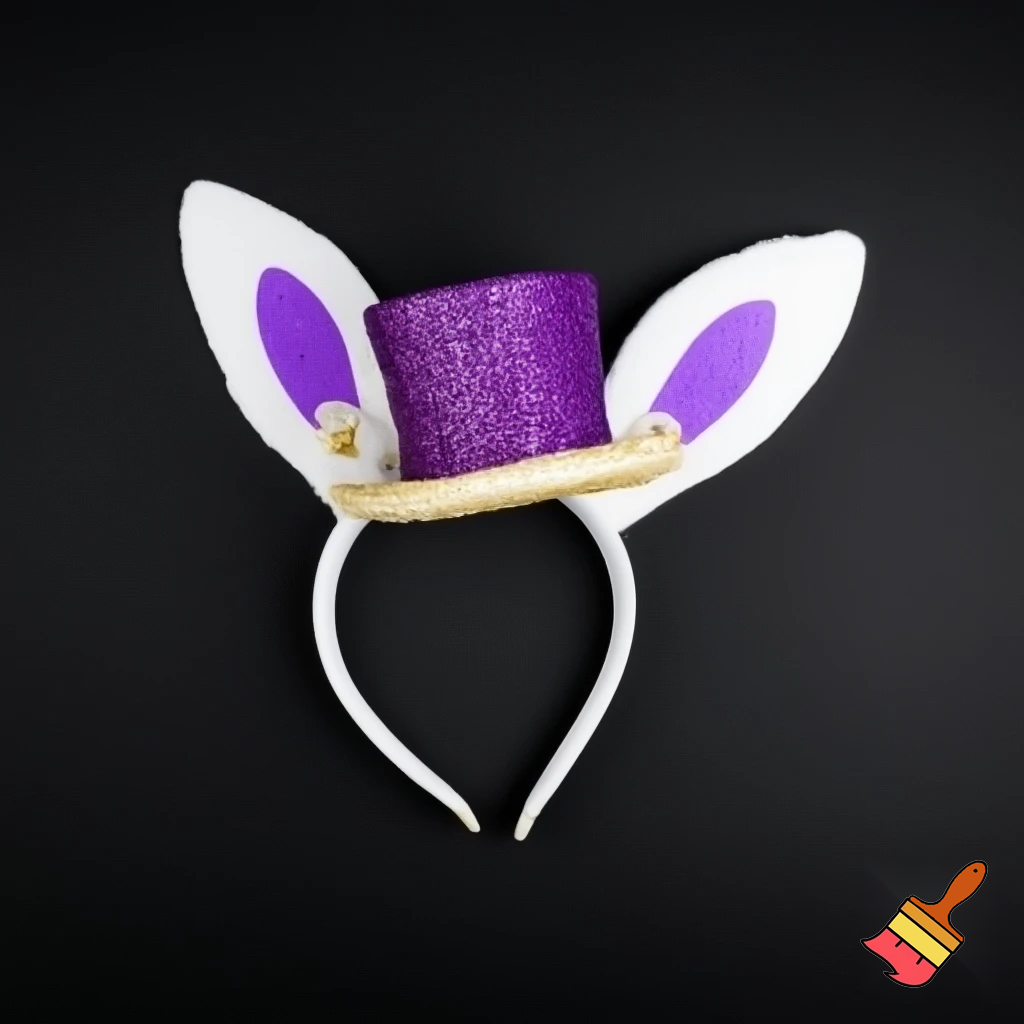 Easter bunny headband, top hat, purple and white with glitter gold purple glitter velvet and delicate top hat headband