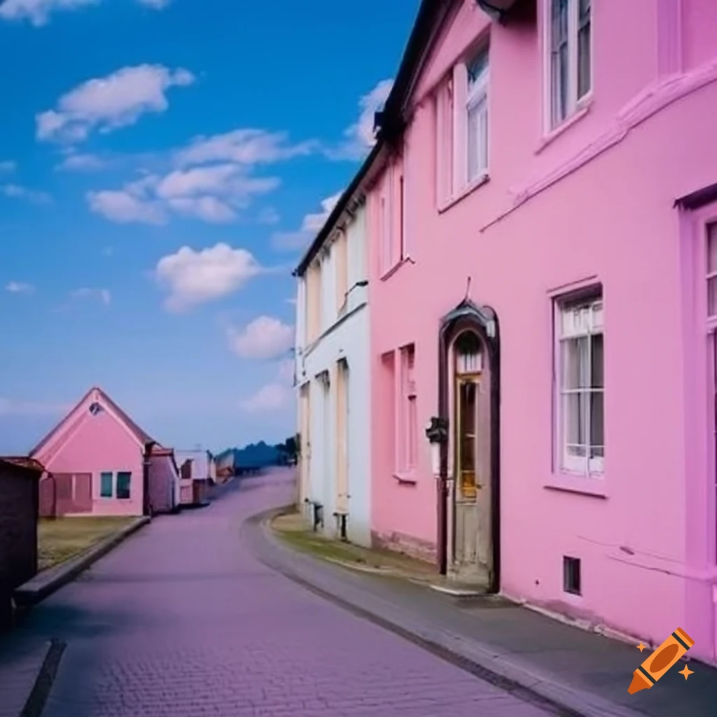House, pastel colors, clouds