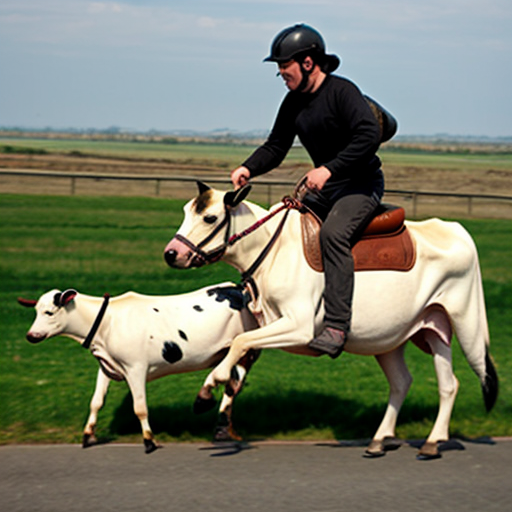 dog riding on a cow
