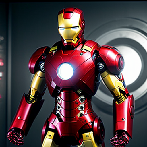 tony the lion puppet in a mech suit like iron man but with a red reactor core