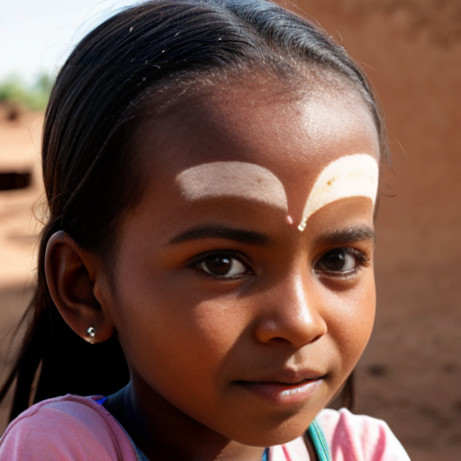sudanese little girl, very beautiful and eager, on the village