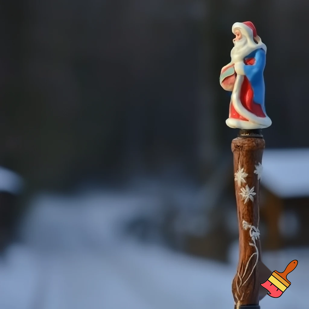 Russian Santa Claus walking stick with with t reindeers magic walking stick a plastic plastic Russian Santa Claus walking stick magic walking stick