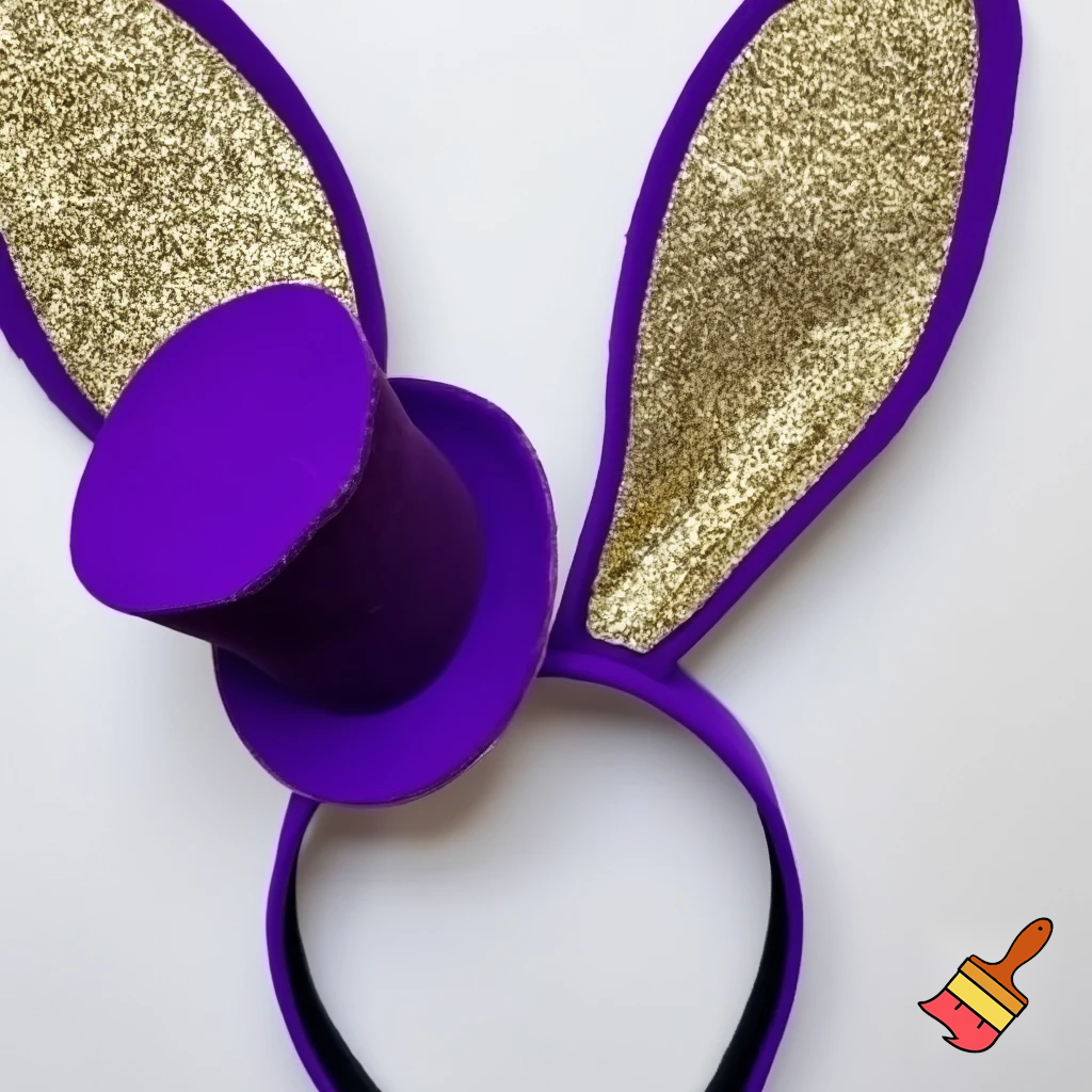 Easter bunny top hat headband, purple white with gold glitter fabric and velvet velvet gold special gold and delicate velvet and delicate and precious glitter, purple and white