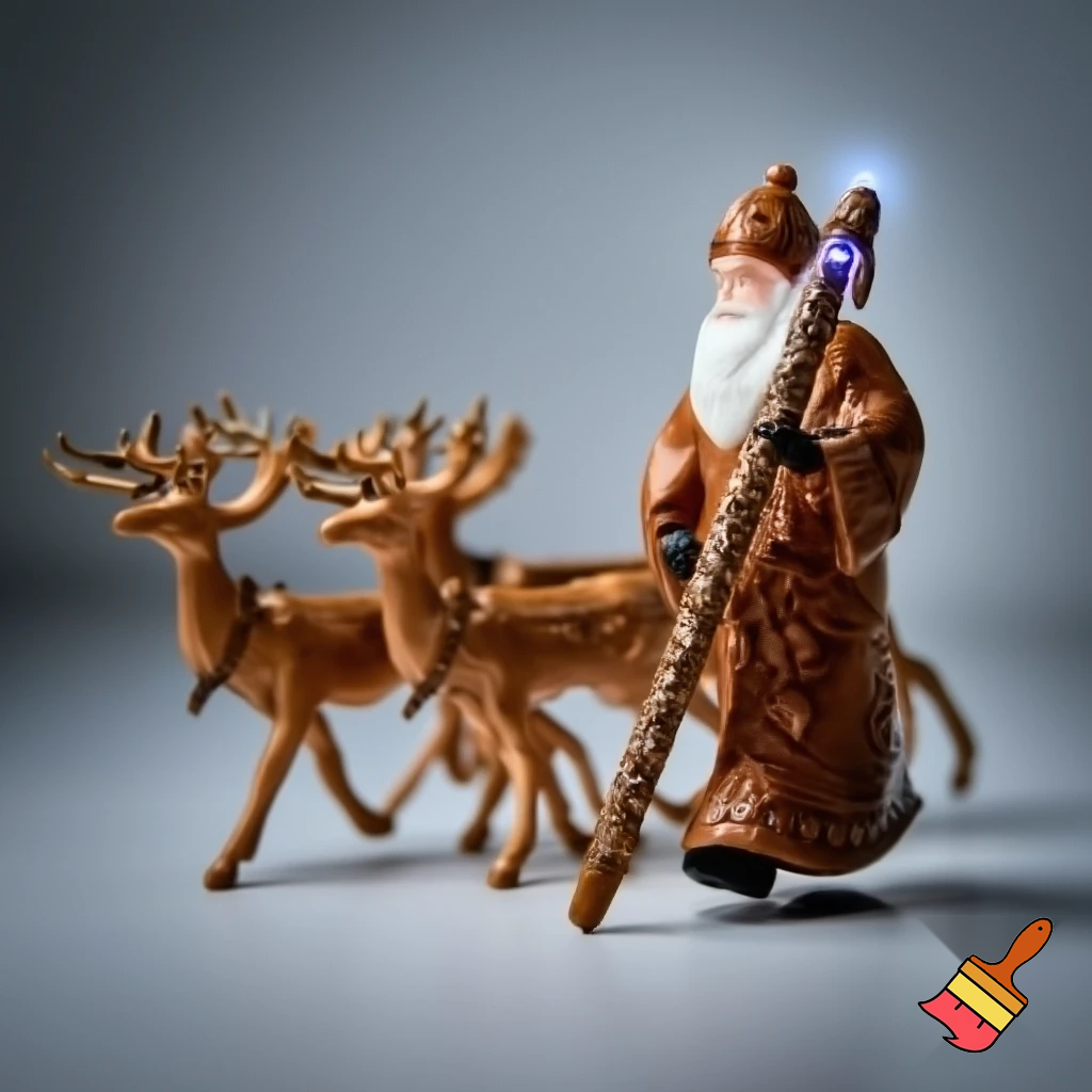 Russian Santa Claus walking stick with with t reindeers magic walking stick a plastic plastic Russian Santa Claus walking stick