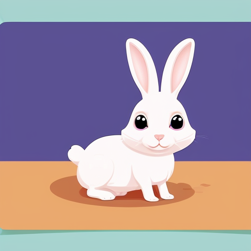 cute cartoon rabbit for kids, colorful, 2D animation style
