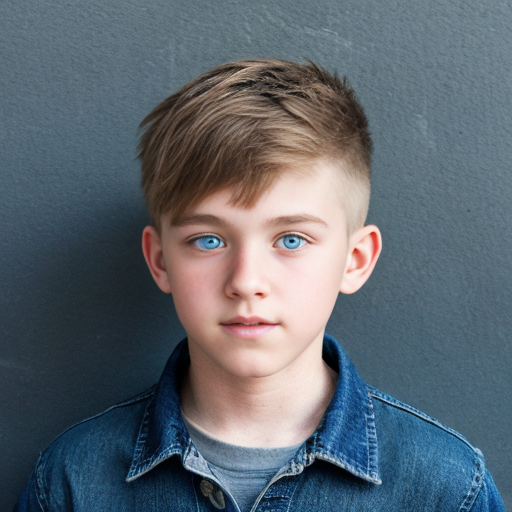 generate a teenage boy named noah dier, slightly chubby, close set blue eyes, big round nose, dark brown buzz with bald sides, wearing a metallica shirt and blue jeans, with an orange background
