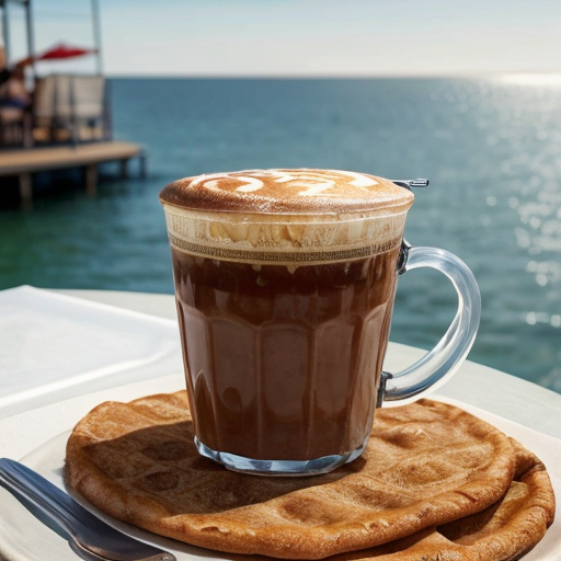 create me a piece of art for a cafe by the seaside