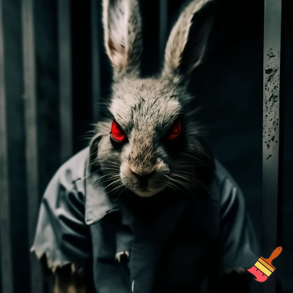 RABBIT WITH RED EYES prison uniform evil