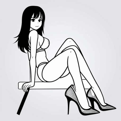 Create a woman in anime style wearing a magician outfit pulling her underwear up taking them off with her high heels while laying down 🔞