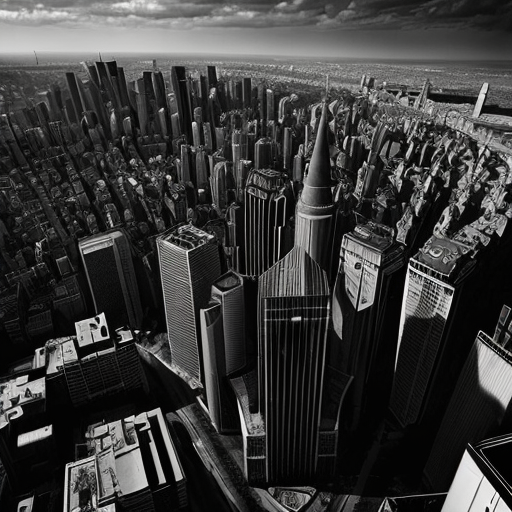 german expressionism city with an exagerated architexture and distorted lines with a dark tone
