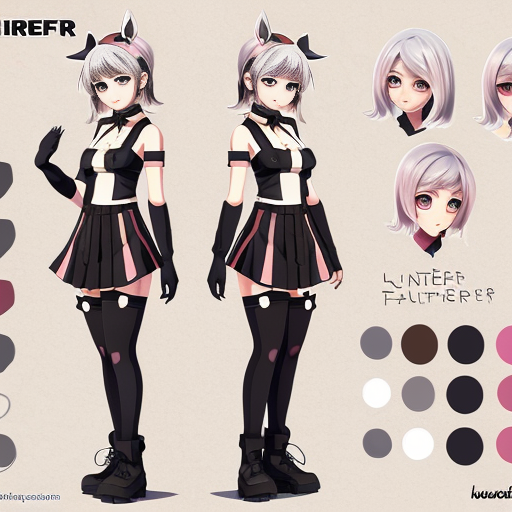 a reference sheet for a girl vtuber character design anime digital 