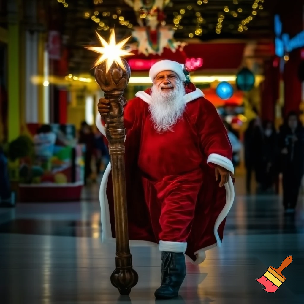 Santa Claus walking at the shopping centre a wizard Santa Claus the real Santa Claus🌟💫🎄🎁🎁🎁🎁🎁🎁🎁🎁🎁🎁🎁🎁 stick with a star walking stick with the star Santa Claus special Santa Claus🌠