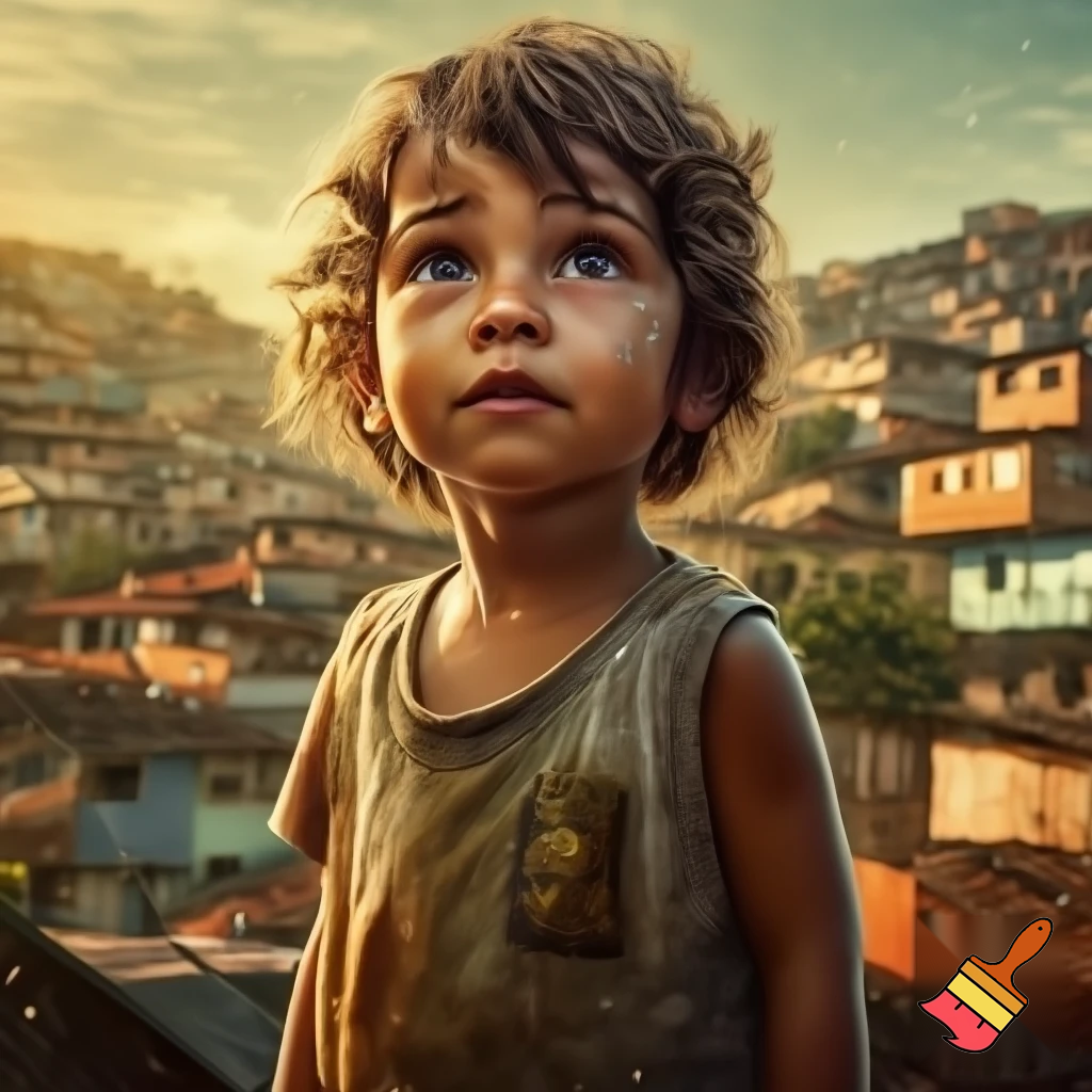 brazilian por kid with dirty klothers
