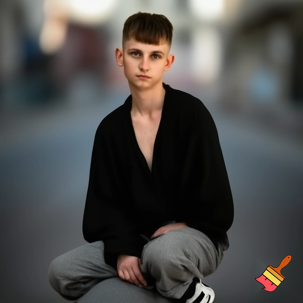 wygeneruj moją podobiznę jestem polakiem 186 wzrostu włosy na krótszy modern mullet grzywka delikatnię w górę moje buty nike shox szare baggy jeansy czrna luzna bluza wyrazista szczęka i oczy brązowo zielone kolor włosów brązowe mam 17 lat mężcyzna