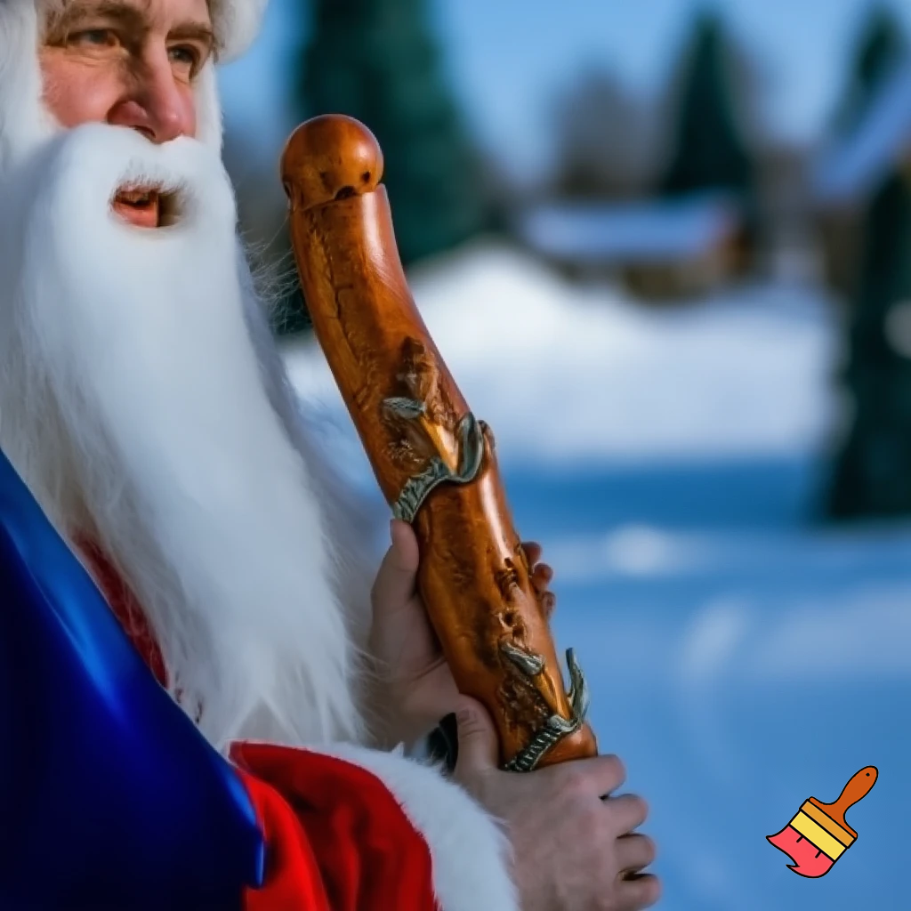 Russian Santa Claus walking stick with with t reindeers magic walking stick a plastic plastic