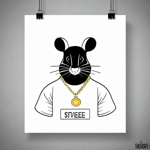  rat, evil, sinister, wearing prison outfit, mugshot style, no human, 
gold chain
