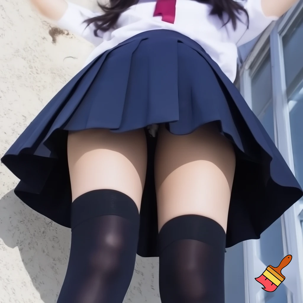 japanese schoolgirl underskirt, low-angle shot