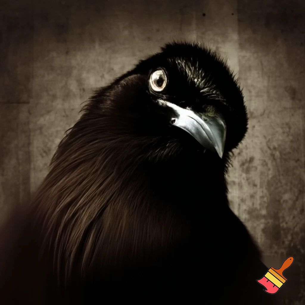 generate a image of a indian myna in a mugshot looking fierce, sinister, evil and deadly 
