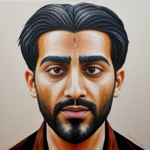 mans face in the acrylic painted style of Hashim akib