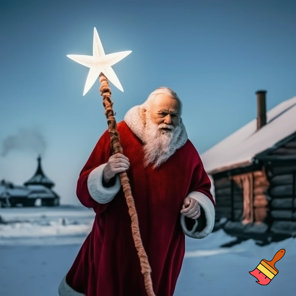 Santa Claus Russia, Santa Claus walking stick with a star the real Santa Claus