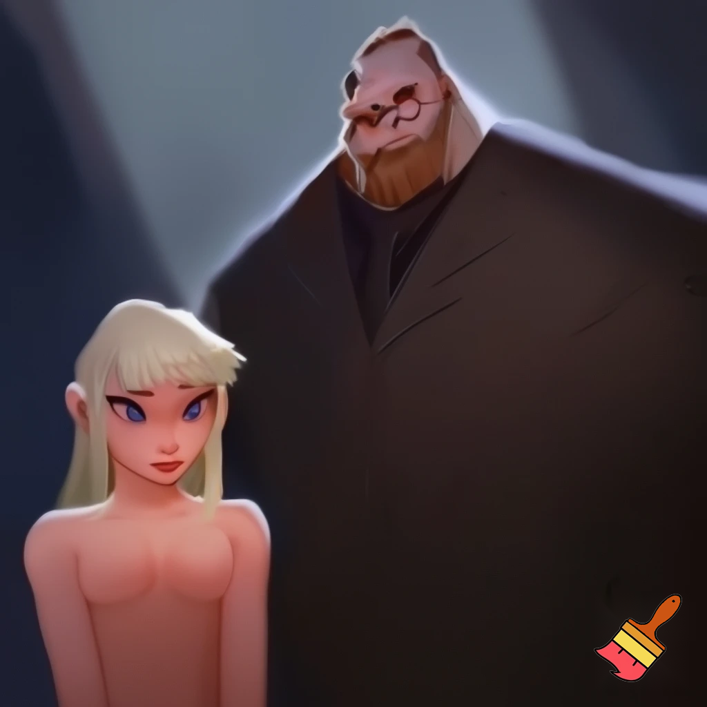 
A naked woman with a dick in her ass in the background, a blonde with blue eyes, a giant ass, and tits.
