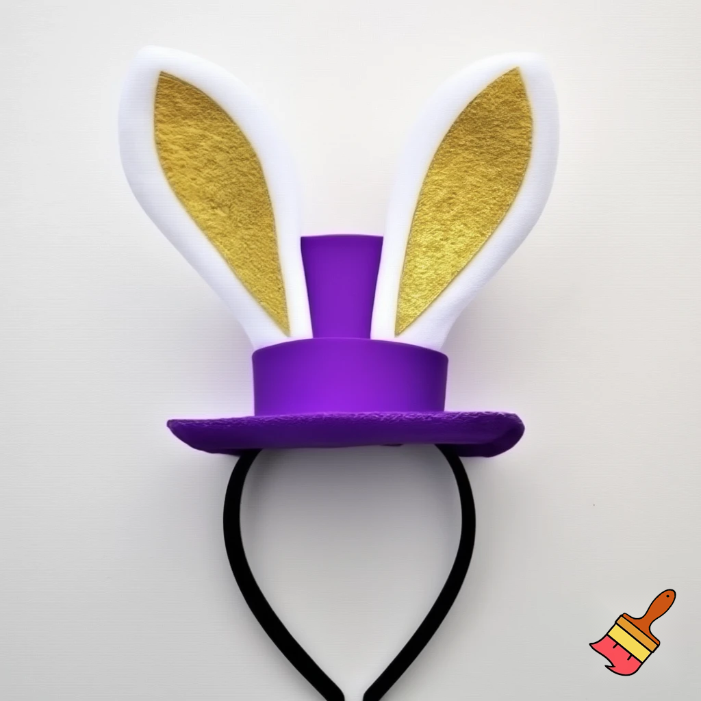 Easter top hat headband Easter bunny headband, purple and white with gold
