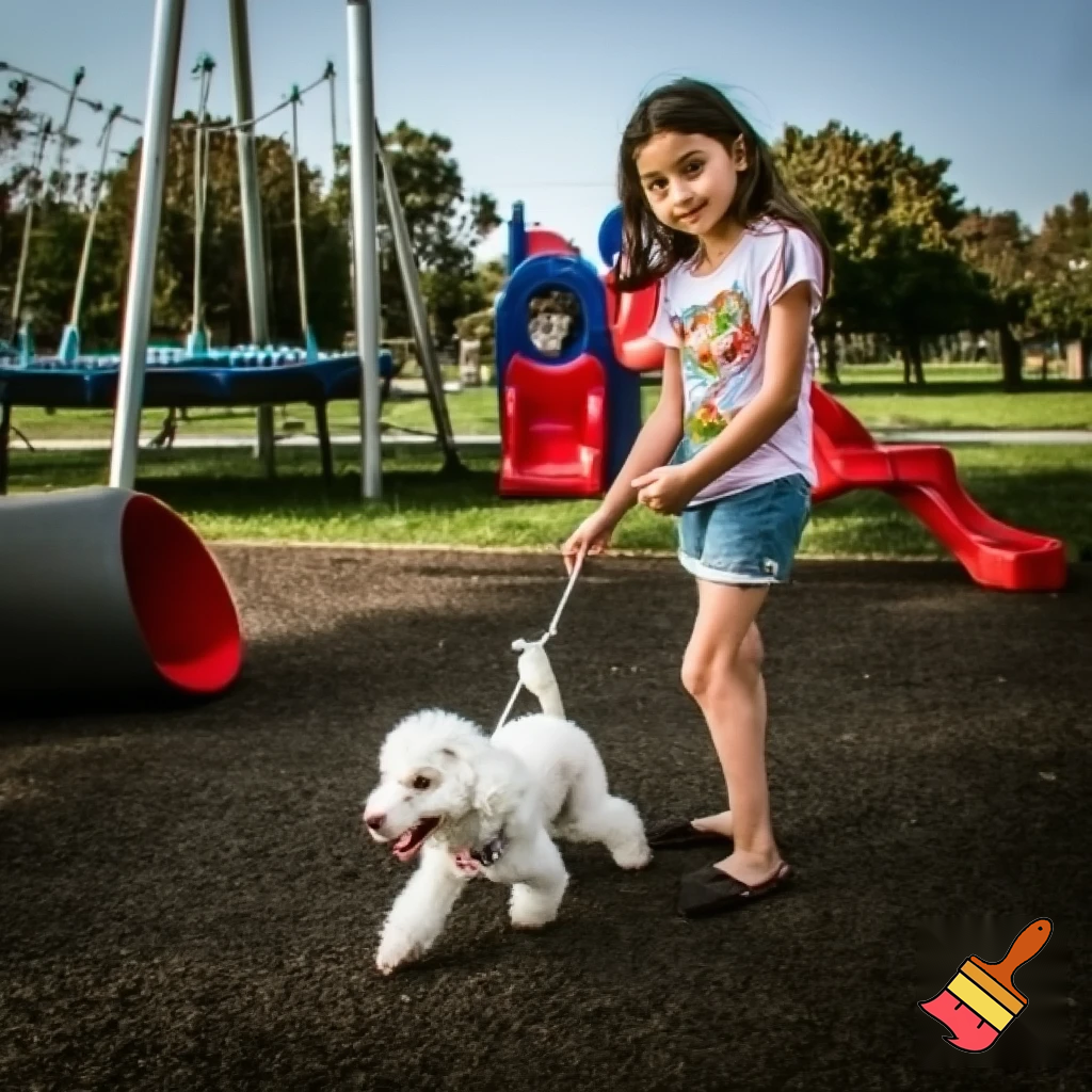 Was a kid buying a youngest dog named that was a poodle named Molly Molly was playing at a park with slides that were made from plastic and she can fly on there were small for her the swings were big for her the trampoline with small for her and the tunnel they had was big for her