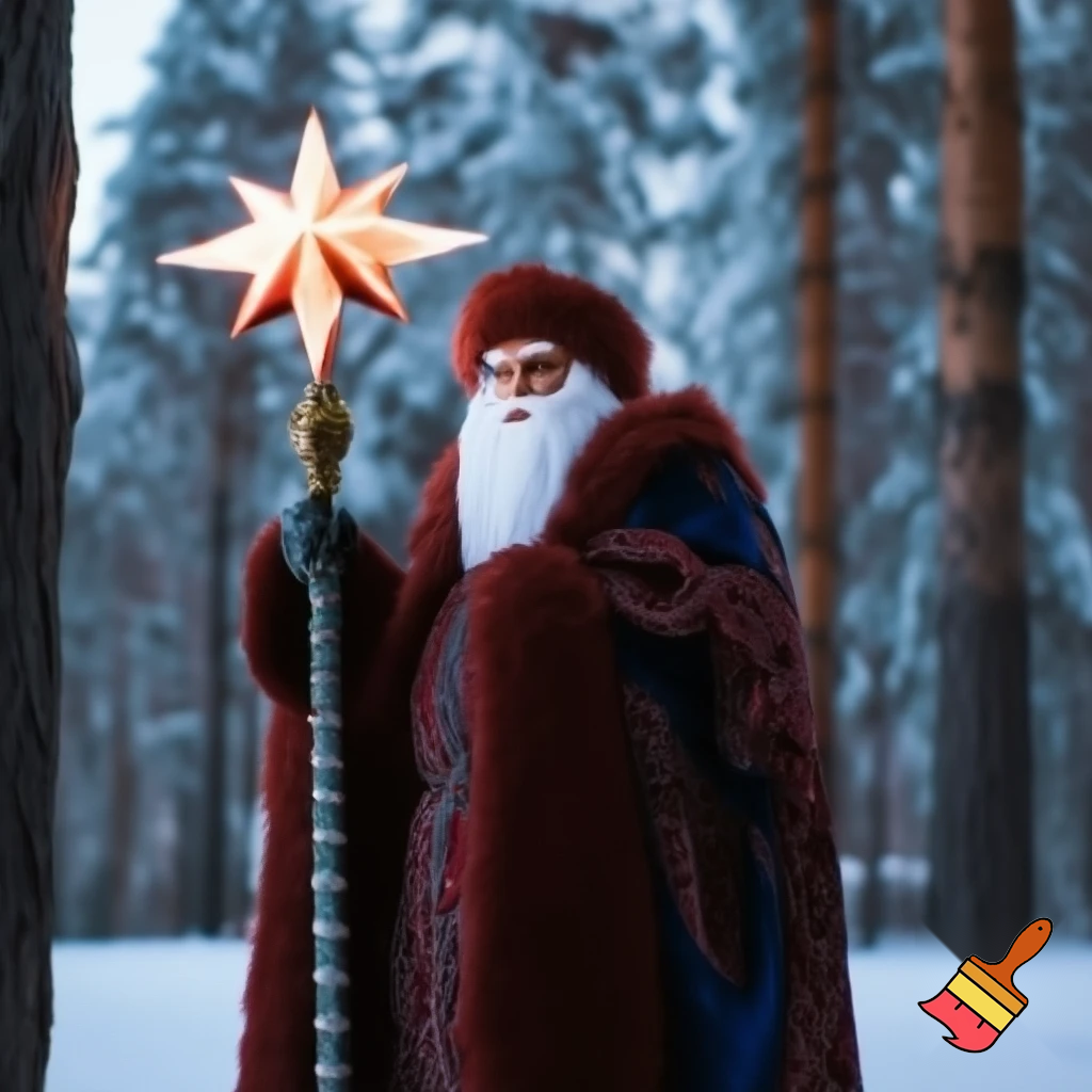 Russian Santa Claus magic one staff walking stick with a star real Santa Claus, Santa Claus the real person