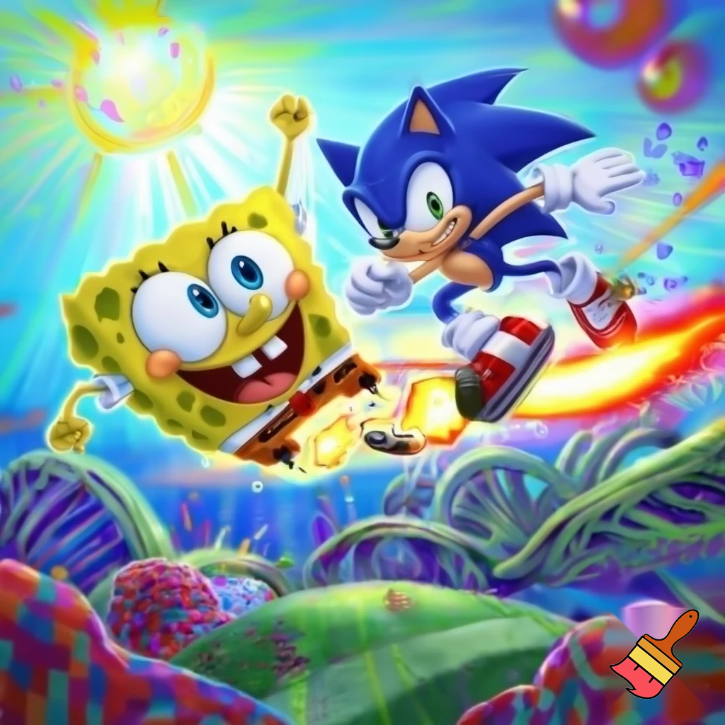 SpongeBob and sonic GPT Image