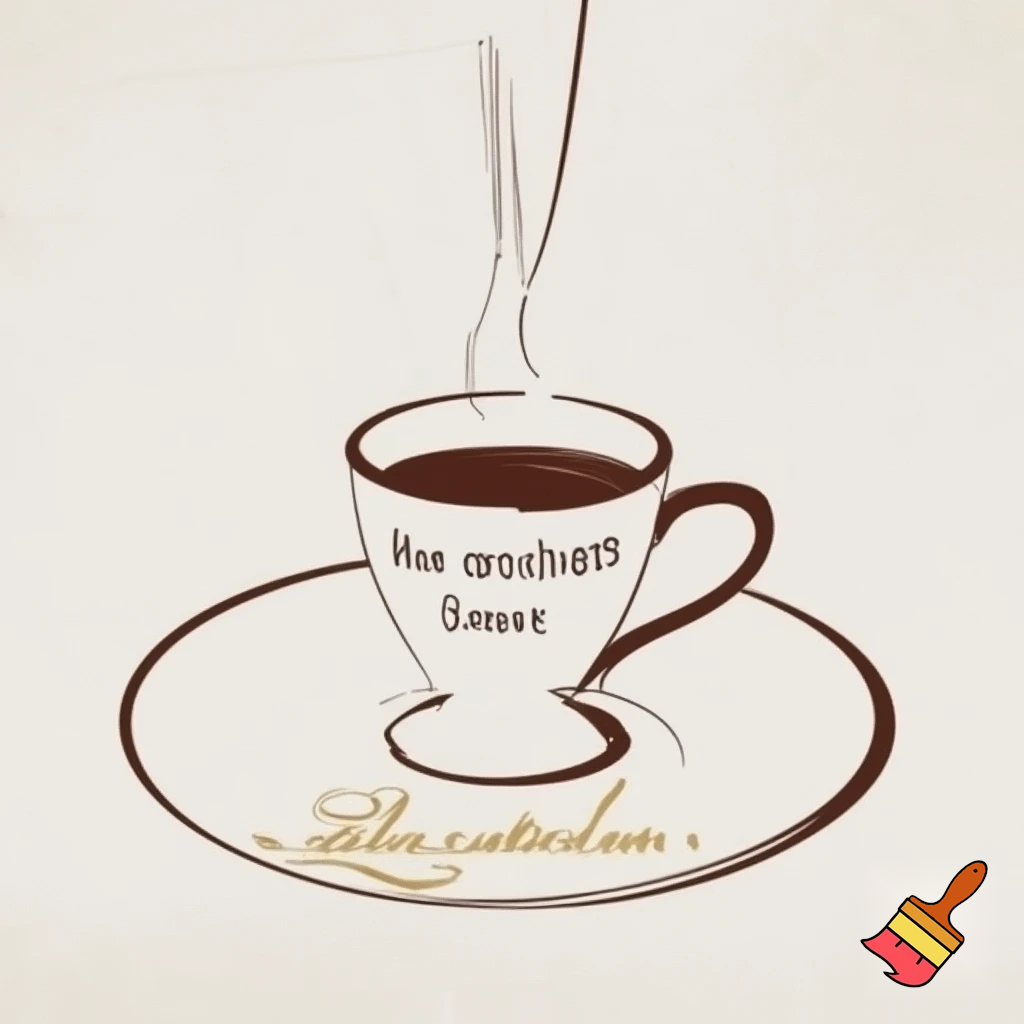 Minimal luxury line-art coffee cup on saucer, espresso-brown fine lines, text “BUT FIRST, COFFEE” in uppercase elegant serif, cursive subtext “Where mornings begin and memories brew” in matte gold lettering, cream textured background, printable 300 DPI, vertical 4:5 aspect ratio, no mockups, no frame.
