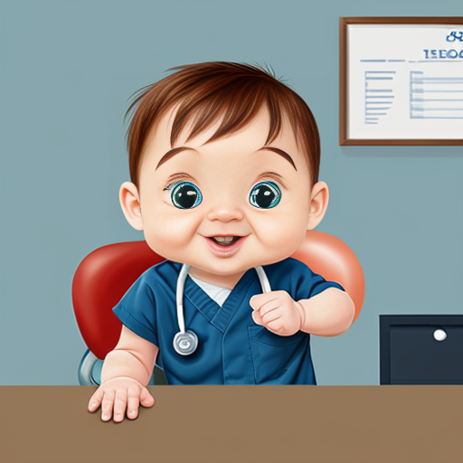 cartoon baby boy at the doctor
