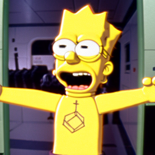 Bart Simpson saying whoo with only arms and head in Darth Vader Offit 
